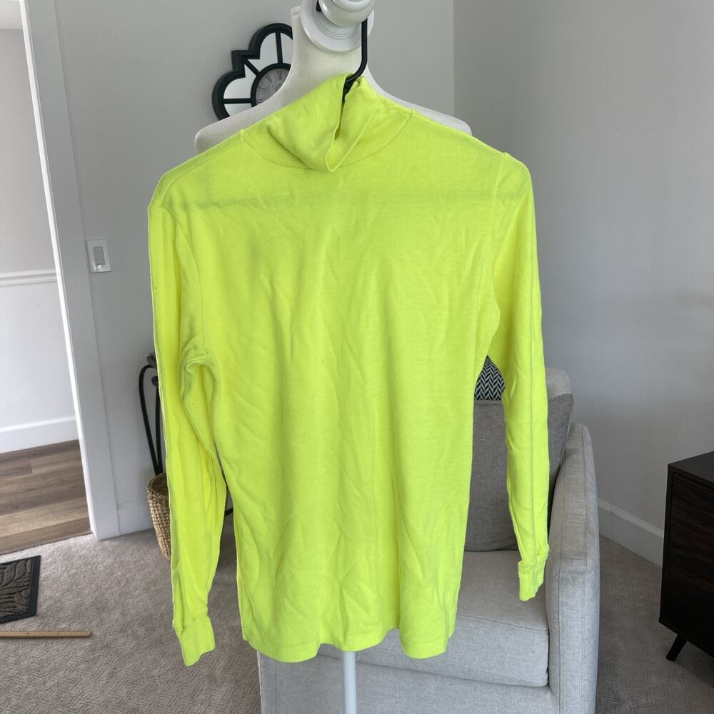 Vintage Medalist Women M Neon Yellow Turtleneck Base Layer Knit Day Glow USA